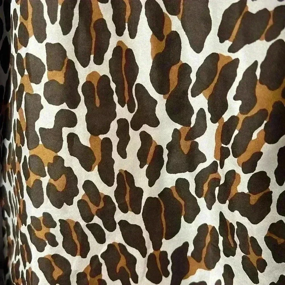 Tory Burch Leopard Print 100% Silk Long Sleeve Top Size 2